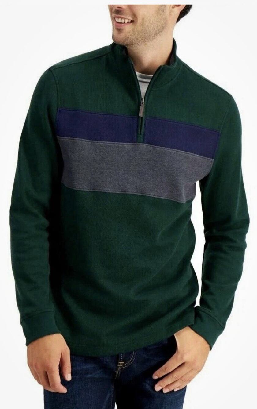 NWT Club Room Men's XL Pine Grove Quarter Zip French Rib Pullover Sweater Soft